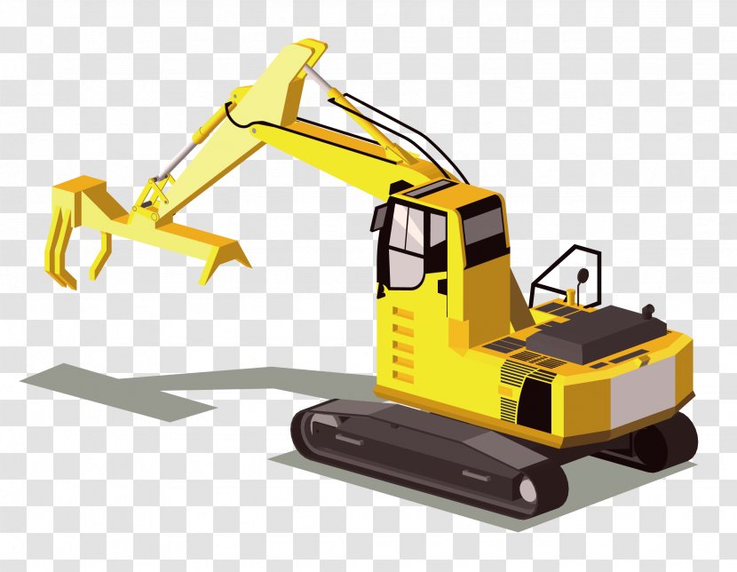 Excavator Euclidean Vector Computer File - Machine - Yellow Transparent PNG