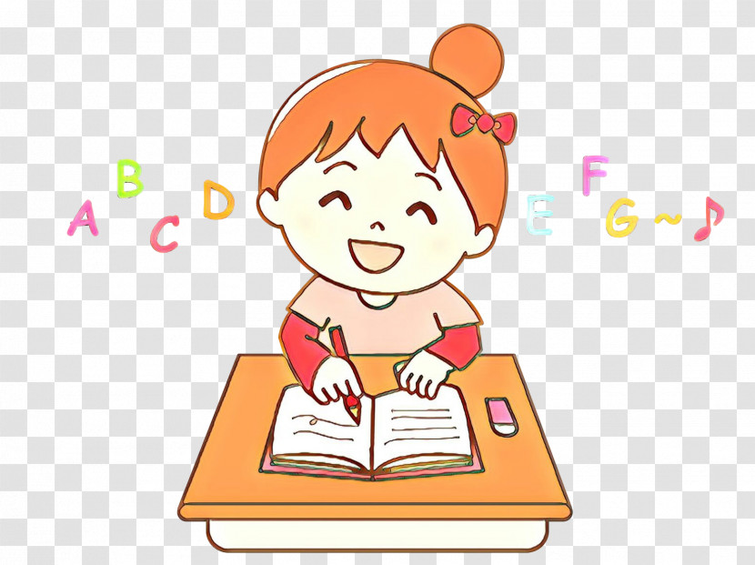 Cartoon Child Learning Reading Transparent PNG