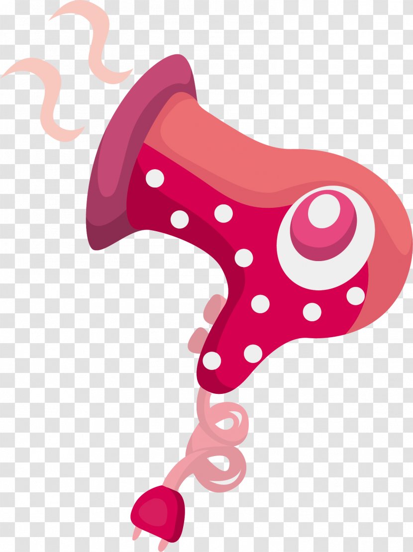 Home Appliance Cartoon Illustration - Red Hair Dryer Transparent PNG