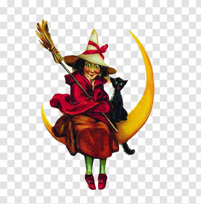 Jigsaw Puzzle Befana Halloween Witchcraft Christmas - Postcard - Witch Sitting On The Moon Transparent PNG