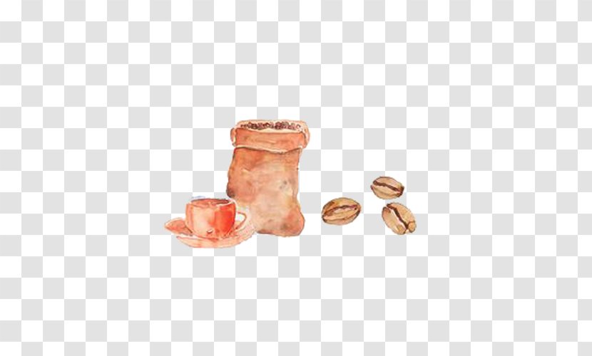 Coffee Bean Cafe Cup Illustration - Coffeemaker - Simple Hand-painted Small Fresh Beans Transparent PNG