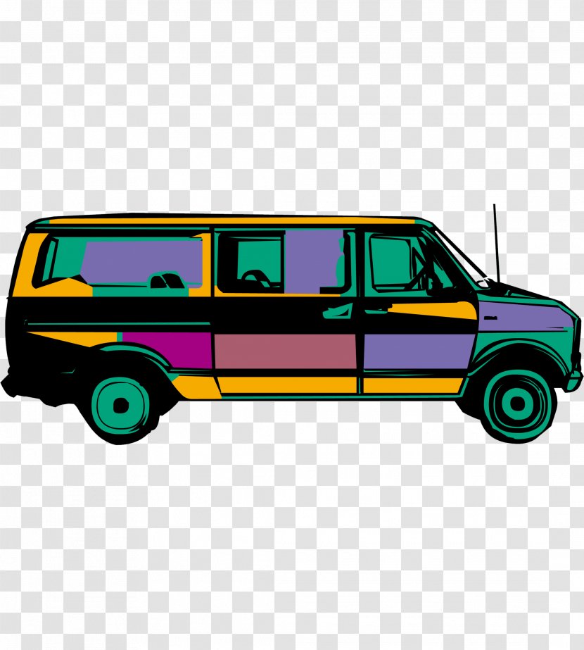Cartoon Van - Model Car - Multicolored Garage Transparent PNG