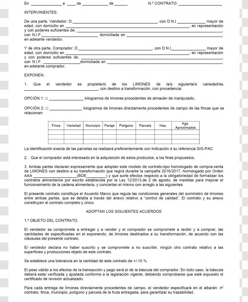 Document Contract Of Sale Statute Raw Material - Contrato Transparent PNG