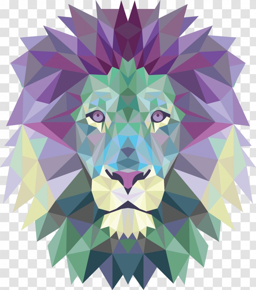 Lion T-shirt Geometry Poster Canvas - Art - Three-dimensional Triangle Vector Head Decoration Transparent PNG