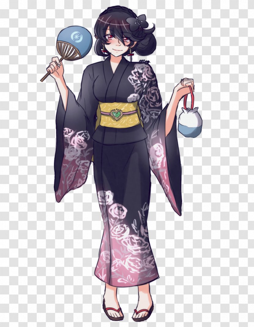 Robe Dream Girl DG7516 FROM Geisha Beauty To Kimono Costume - Purple - Yukata Watercolor Transparent PNG