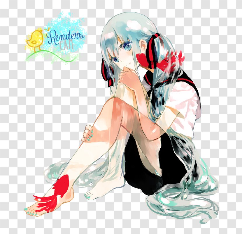 Hatsune Miku Bilibili Vocaloid Sketch - Watercolor Transparent PNG