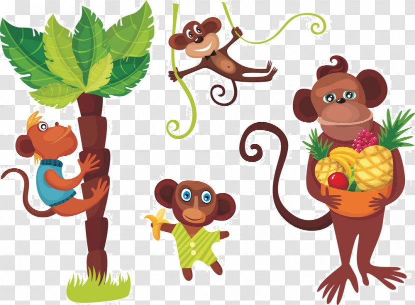 Monkey Royalty-free Silhouette Clip Art - Plant - Cartoon Tree Transparent PNG