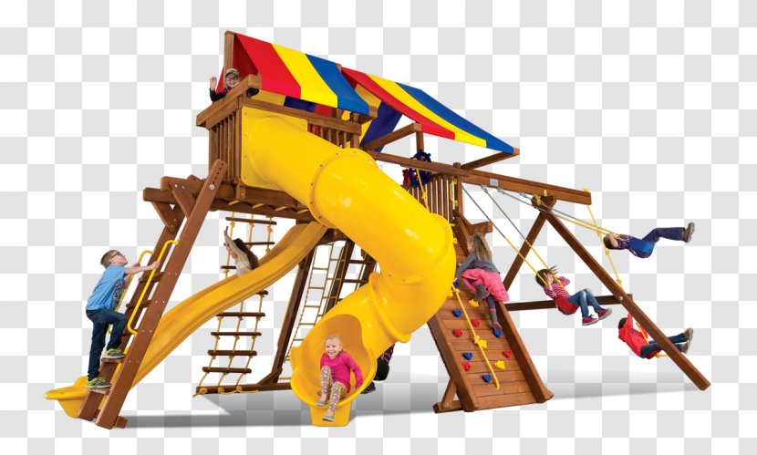 Playground Slide Swing Outdoor Playset Rainbow Play Systems - Chute - Sunshine Wood Castle Pkg Transparent PNG