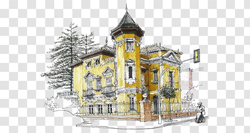 Drawing Painting Sketch - House - Vintage Yellow Building Transparent PNG