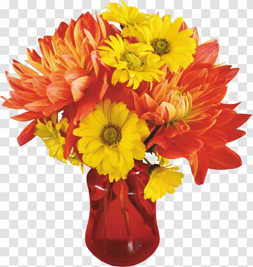 Flower Bouquet Clip Art - Orange - Vase Transparent PNG