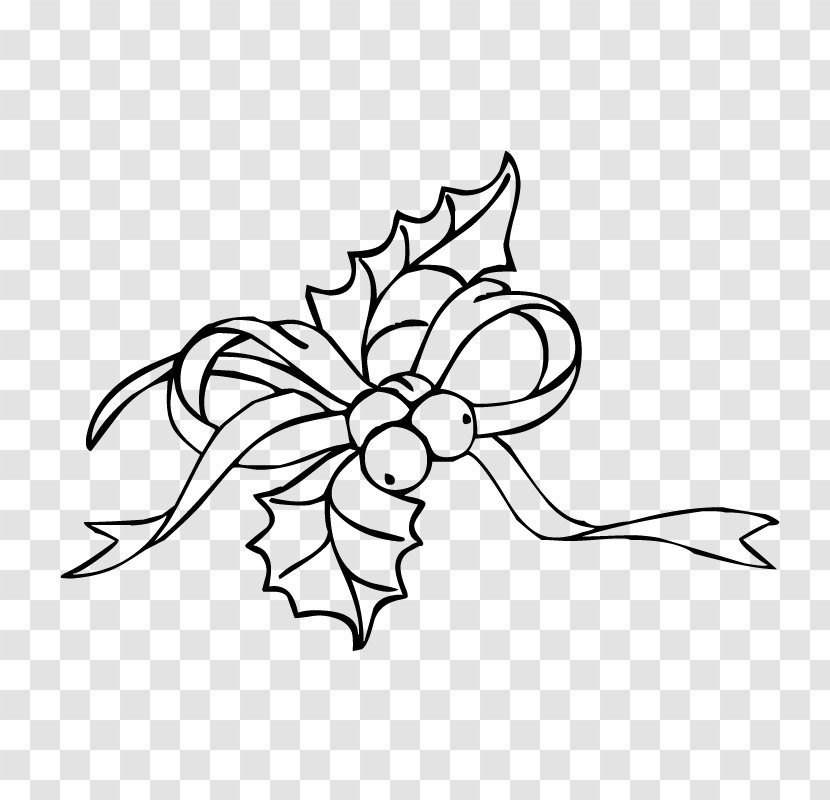 Coloring Book Holly Christmas Child Clip Art - Monochrome Transparent PNG