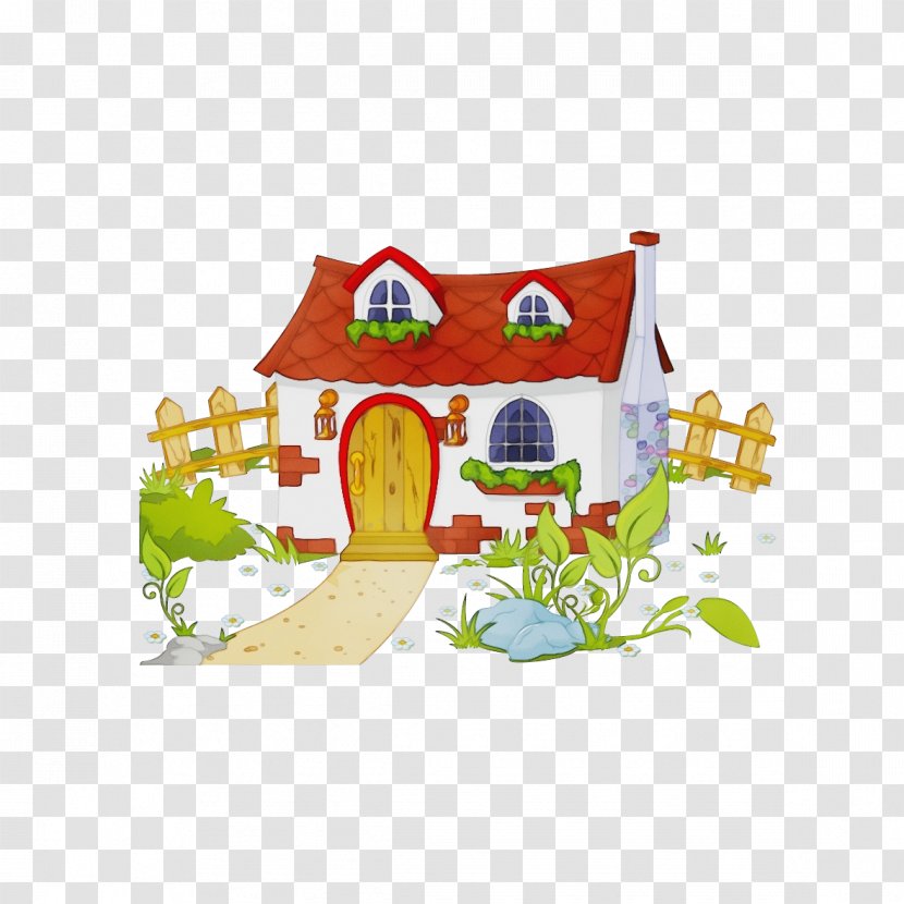 Watercolor Background - Cottage - Toy Architecture Transparent PNG