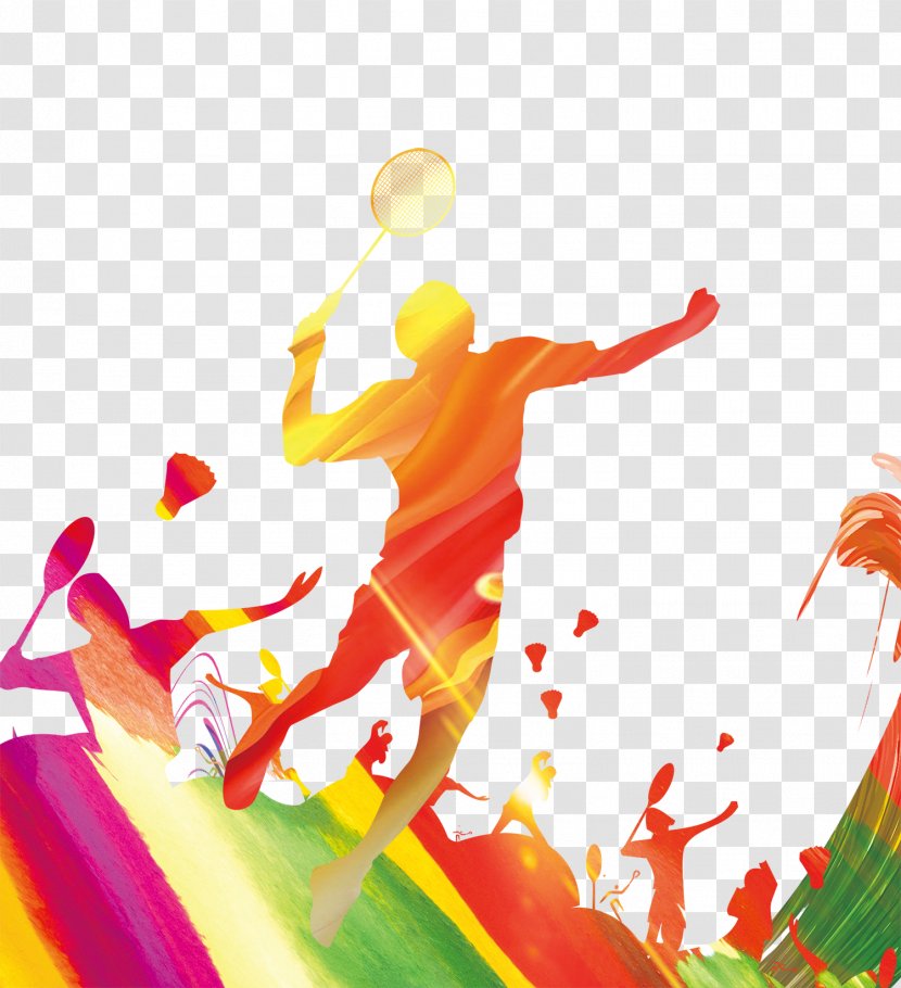 Poster Badminton Adobe Illustrator - Sports Day - Players Silhouette Transparent PNG