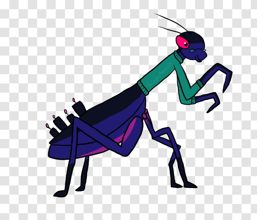 Illustration Clip Art Insect Character Purple - Fictional - Praying Mantis Transparent PNG