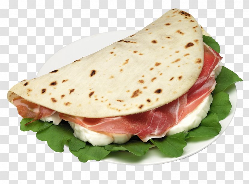Piadina Italian Cuisine Ham And Cheese Sandwich Prosciutto Taco Salad - Finger Food Transparent PNG