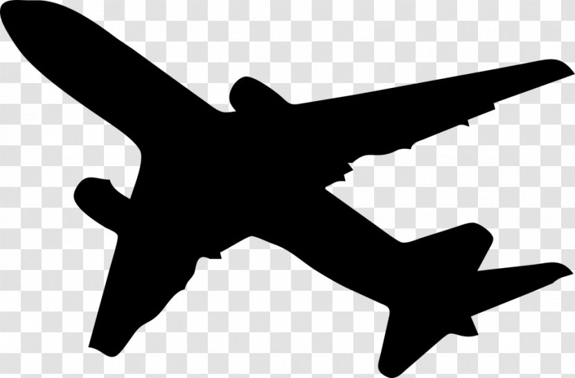 Airplane Aircraft Silhouette Clip Art - Black And White Transparent PNG