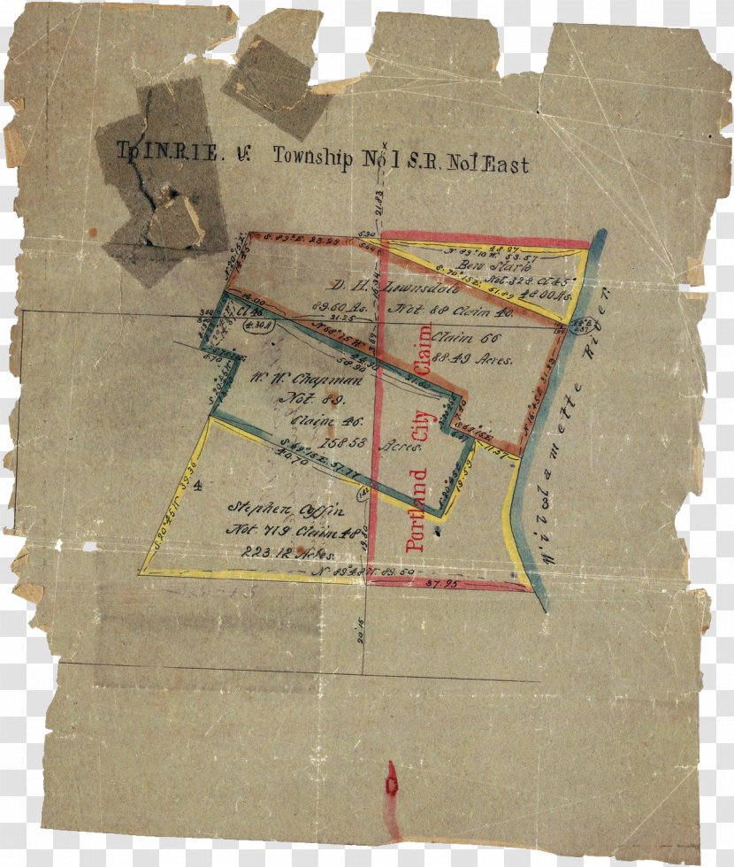 1850s Willamette River History Of Portland, Oregon North Portland Plat - Map Transparent PNG