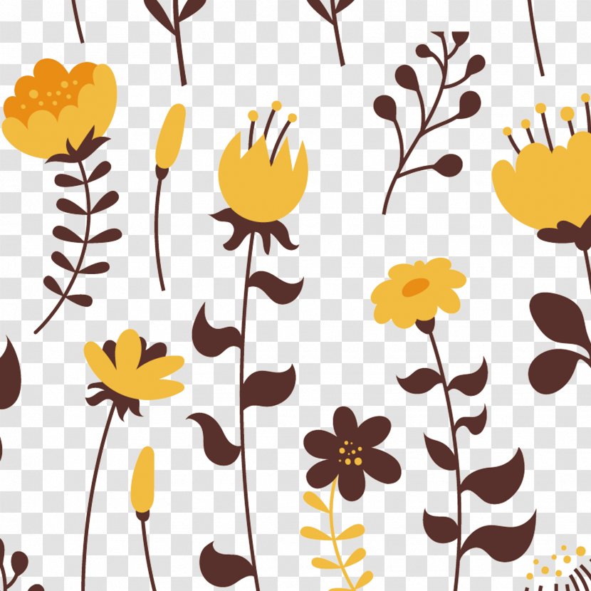 Floral Design Yellow Flower Euclidean Vector - Tree - Flowers Material Transparent PNG