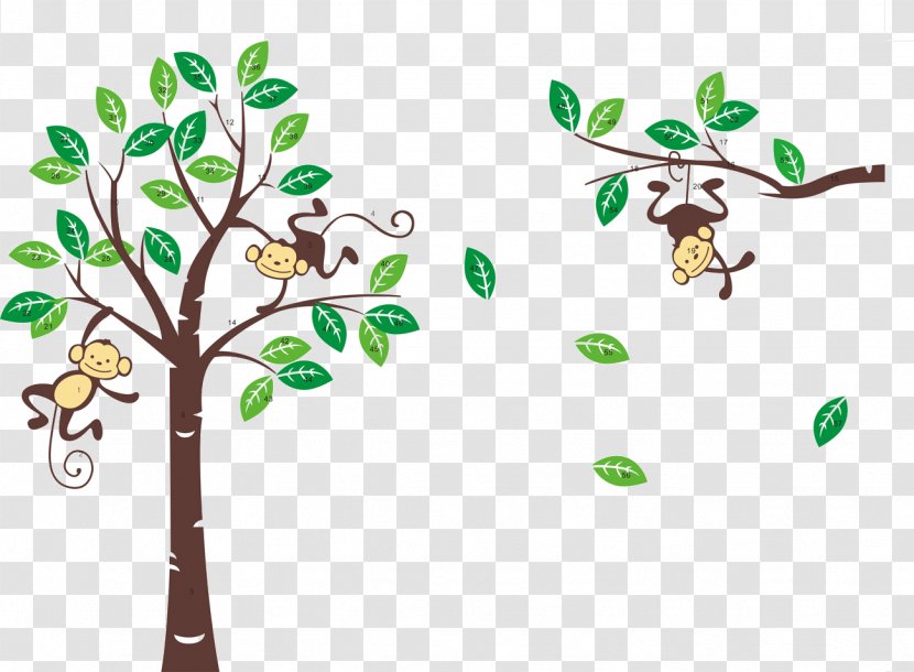 Wall Decal Sticker Nursery Tree - Decorative Arts - Little Monkey Cartoon Crown Transparent PNG