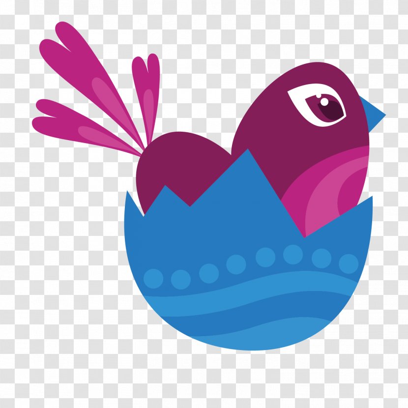 Bird Easter Eggshell Illustration - Vector Blue Egg Shell Red Birdie Transparent PNG