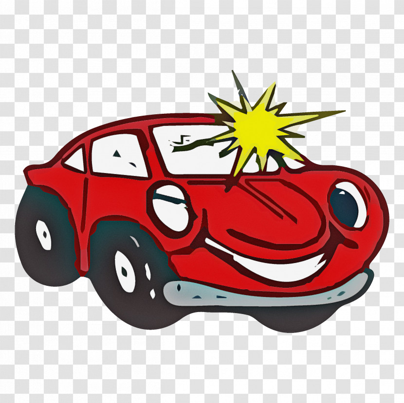 Cartoon Red Vehicle Car Sticker Transparent PNG