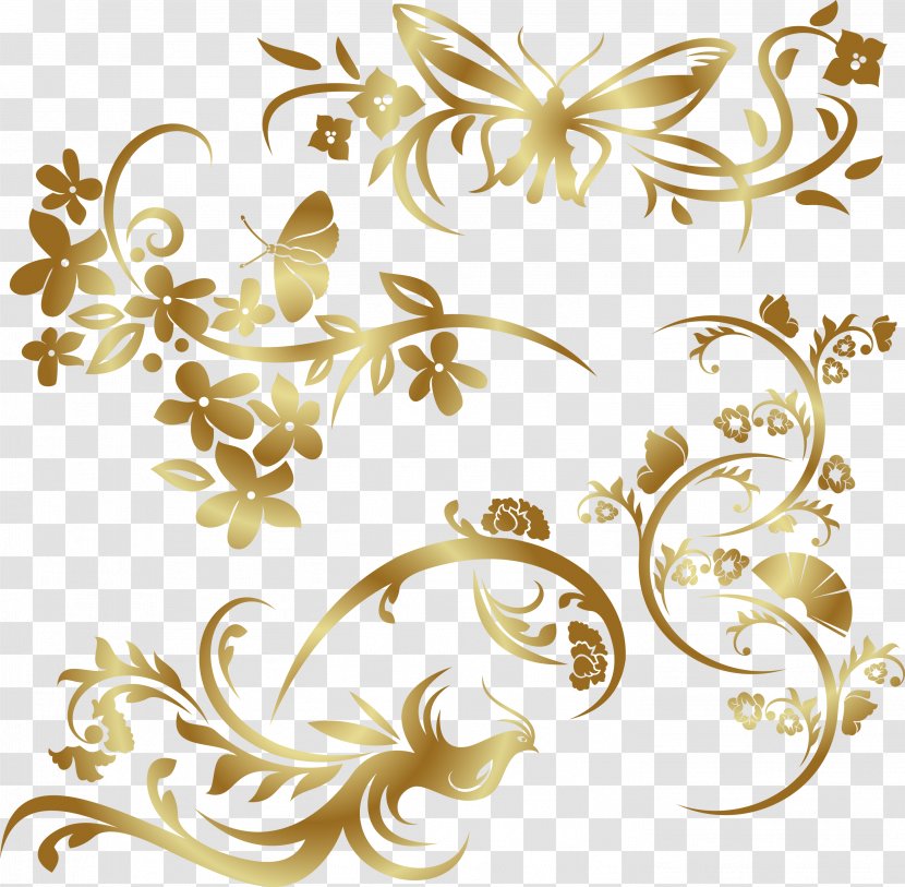 Computer Software Download Clip Art - Floristry - Gold Pattern Transparent PNG