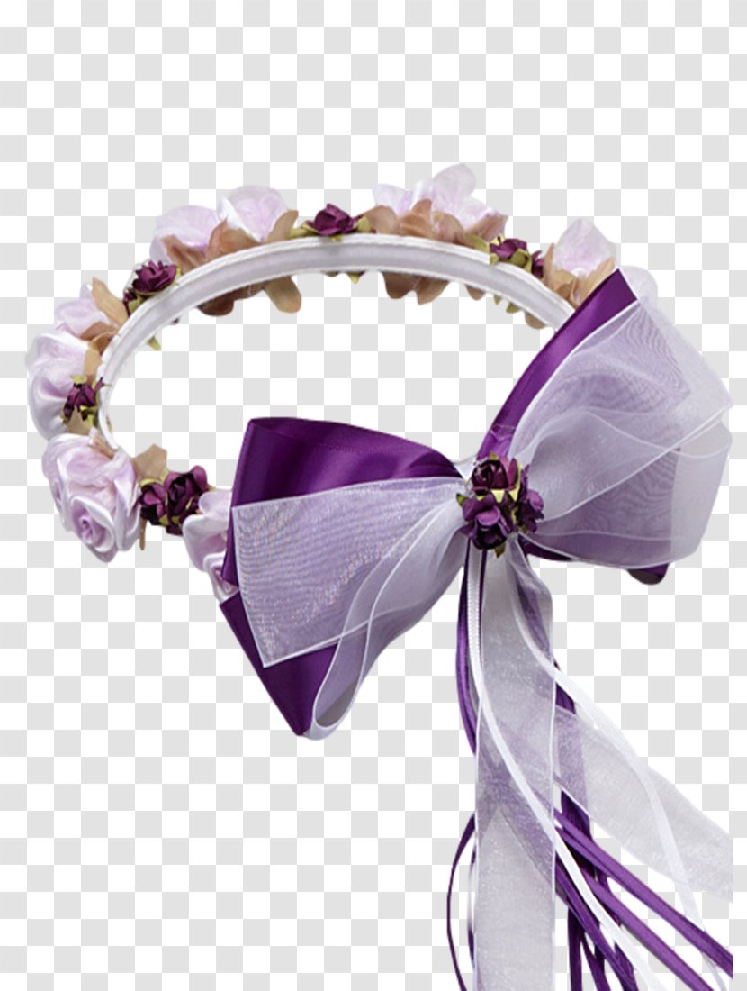 Ribbon Purple Flower Textile Satin - Wreath Transparent PNG