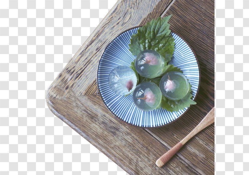 Gelatin Dessert Mochi Raindrop Cake - Plate - Transparent Water Shingen Transparent PNG