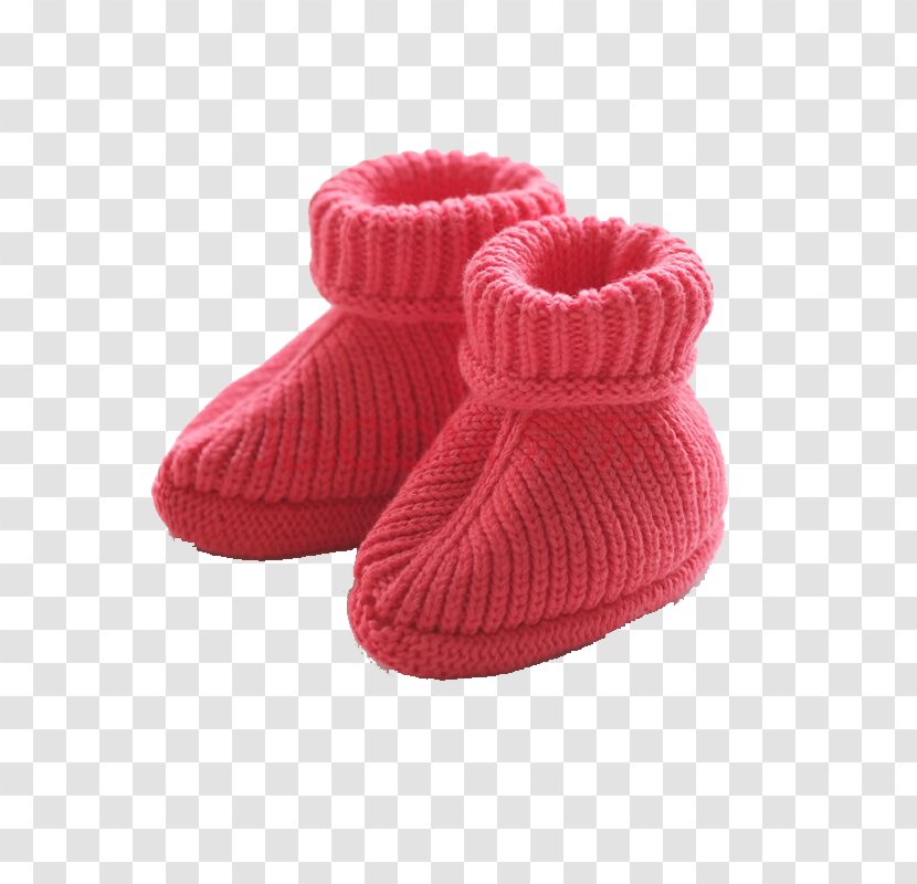 Slipper Shoe Knitting Crochet Child - Sewing Needle - Red Wool Baby Shoes Transparent PNG