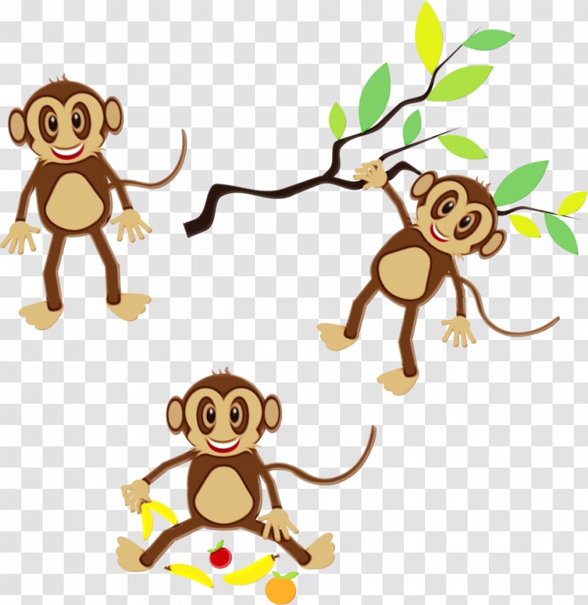 Watercolor Animal - Barrel Of Monkeys - Smile Sticker Transparent PNG
