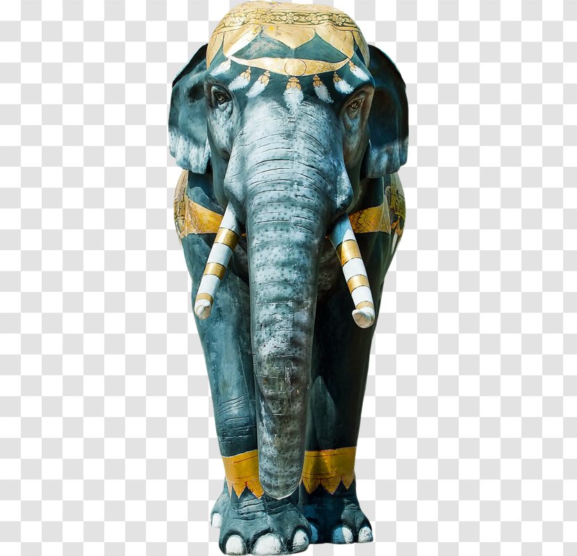 Indian Elephant - Blue - Hand-painted Transparent PNG