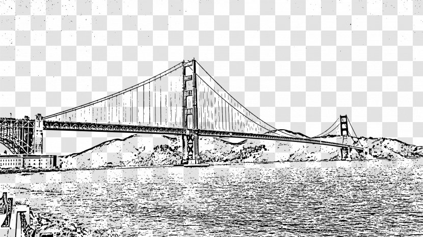 Golden Gate Bridge Black And White Suspension - Extradosed - Vector Transparent PNG