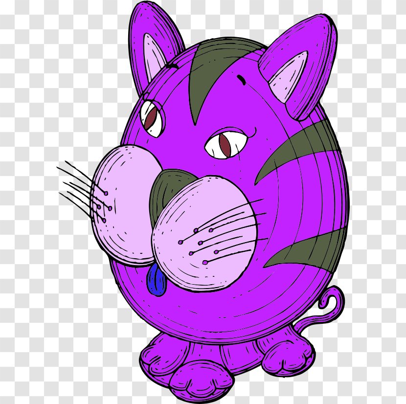 Cat Cartoon Clip Art - Purple Transparent PNG