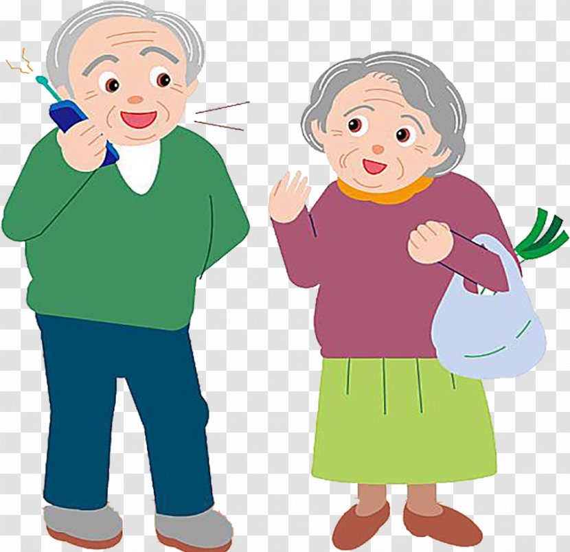 Grandparent Grandfather Free Content Clip Art - Cartoon - The Old Man Is On Phone Transparent PNG