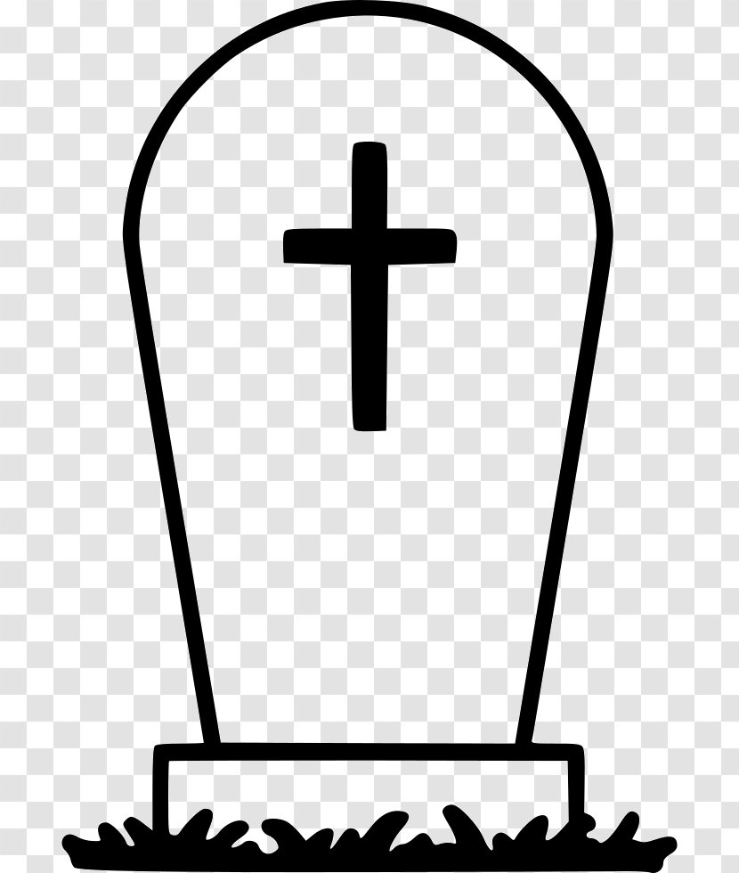 Clip Art Black & White - Cross - M Line AngleColoring Tombstones For Graves Transparent PNG