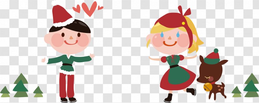 Santa Claus Christmas Ornament Cartoon Child Illustration - Reindeer - Cute Children Transparent PNG