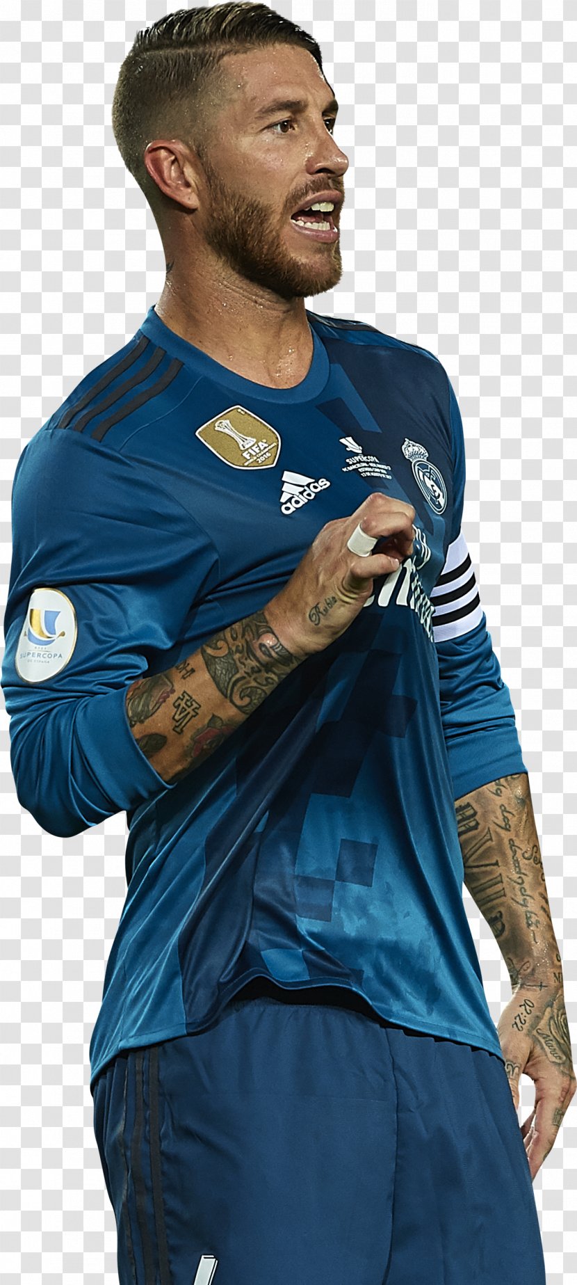 Sergio Ramos Real Madrid C.F. 2017 Supercopa De España Football Player El Clásico - T Shirt - Cf Transparent PNG