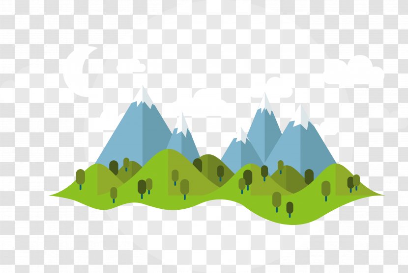 Summer Illustration - Theatrical Scenery - Vector Cartoon Mountains Transparent PNG