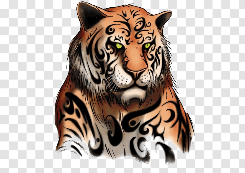 Tiger Drawing Tattoo Lion Design - Vertebrate - Wot 1 Wallpaper Transparent PNG