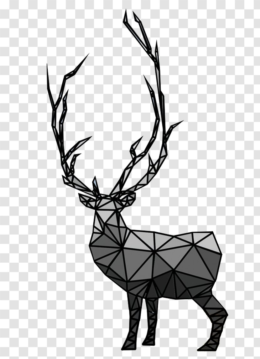 Reindeer Elk Antler Silhouette Clip Art - Vertebrate Transparent PNG