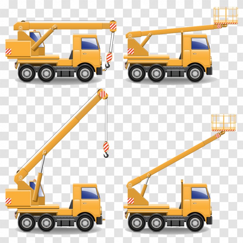 Cartoon Crane Heavy Equipment - Yellow - Hand-drawn Transparent PNG