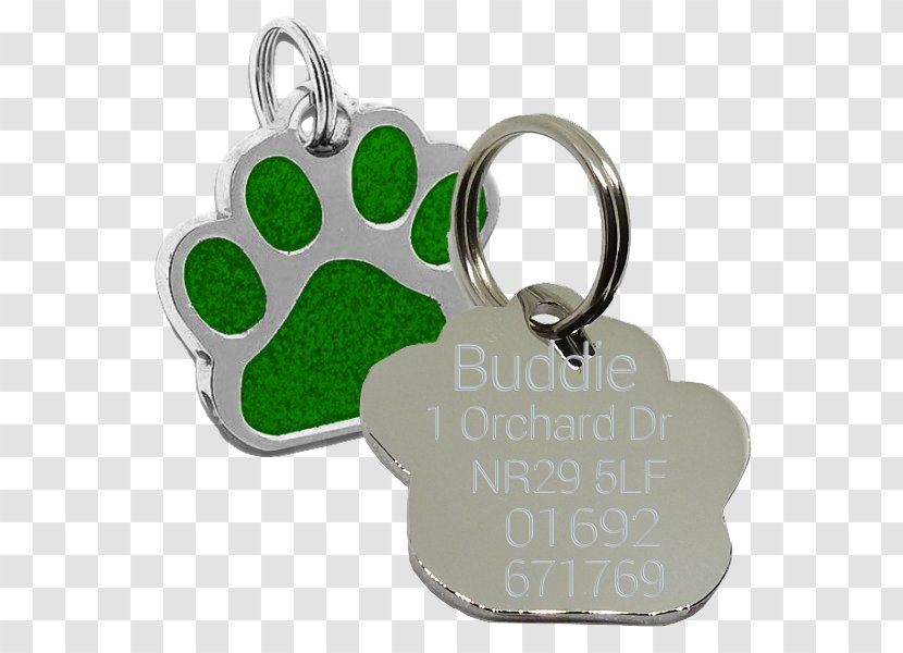 Key Chains Dog Tag Cat Paw Pet - Silver - Glitter Green Transparent PNG