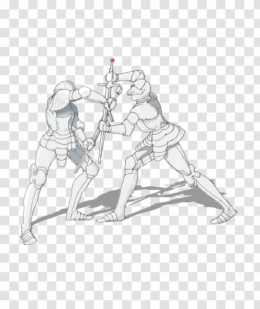 Drawing Black And White Swordsmanship - Muscle - Fight Transparent PNG
