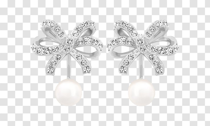 Pearl Earring Swarovski AG T-shirt Jewellery - Fashion - Jewelry Platinum Earrings Transparent PNG