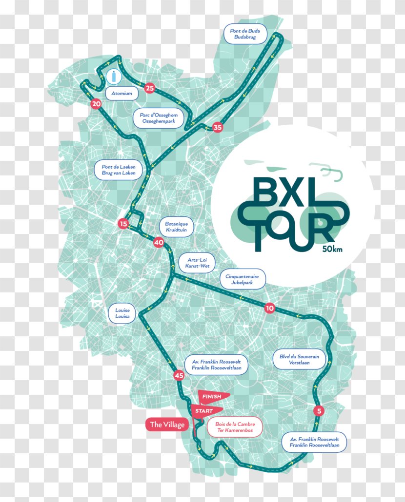 Schaerbeek Atomium Koekelberg Bruxelles à Vélo Cycling - Tree - Tour Plan Billboard Transparent PNG