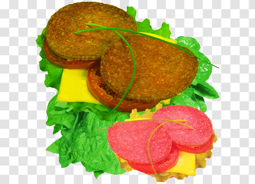 Hamburger Vegetarian Cuisine Breakfast Veggie Burger - Chinese Cabbage - Green And Ham Slices Transparent PNG