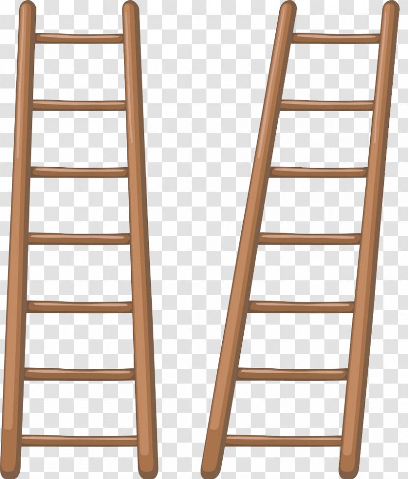 Ladder Cartoon Clip Art - Furniture - 2 Wooden Ladders Transparent PNG