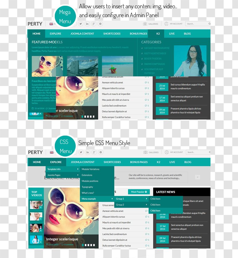 Responsive Web Design Template Page Joomla Computer Software - Display Advertising - Menu Transparent PNG