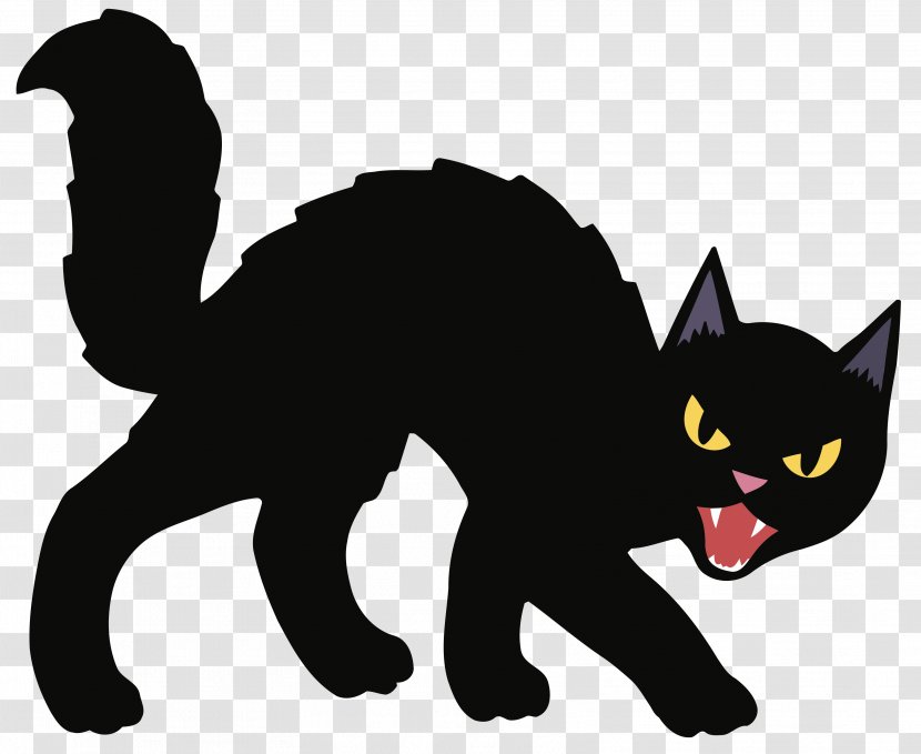 Black Cat Kitten Halloween Clip Art - Stencil - Cats Transparent PNG