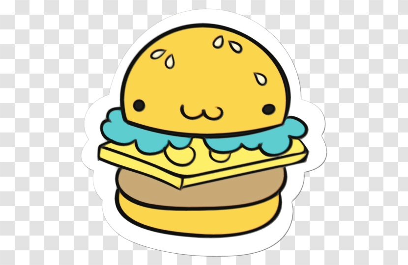 Yellow Facial Expression Green Cartoon Smile - Cheeseburger Junk Food Transparent PNG